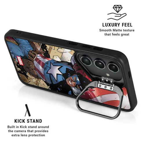 Marvel Captain America Epic Shield Break Galaxy S24 FE Kickstand Case